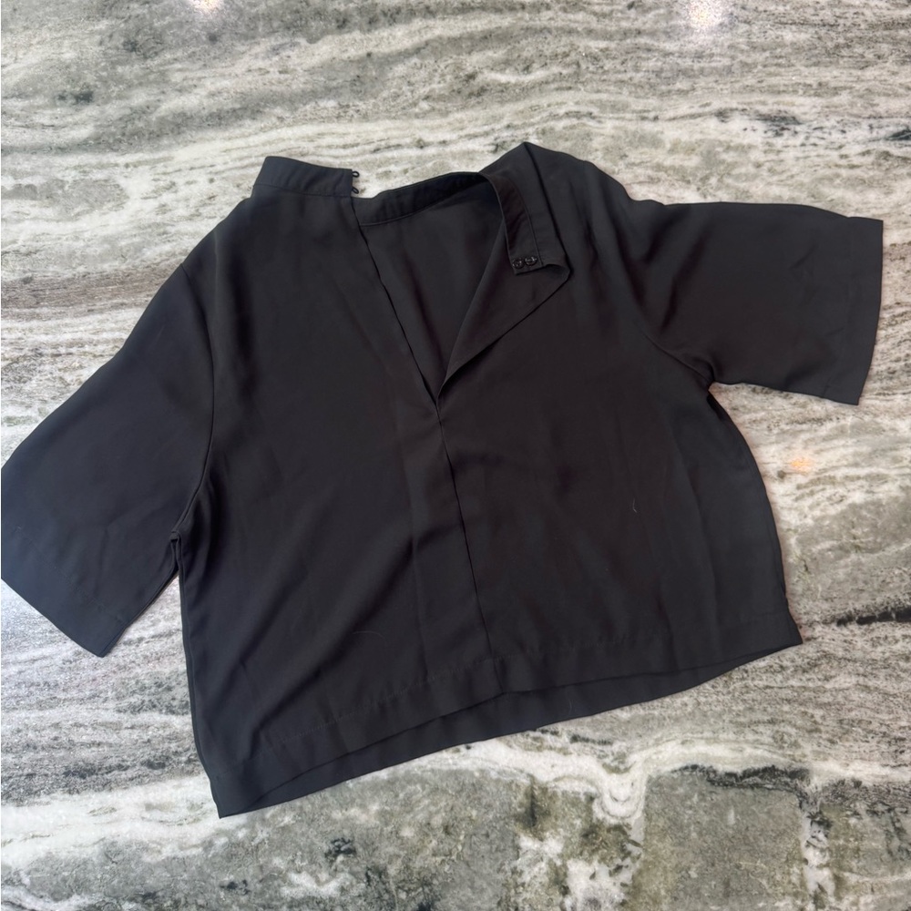 Valette Black 3/4 Sleeve Blouse Top with Button Detail Women’s Size Medium